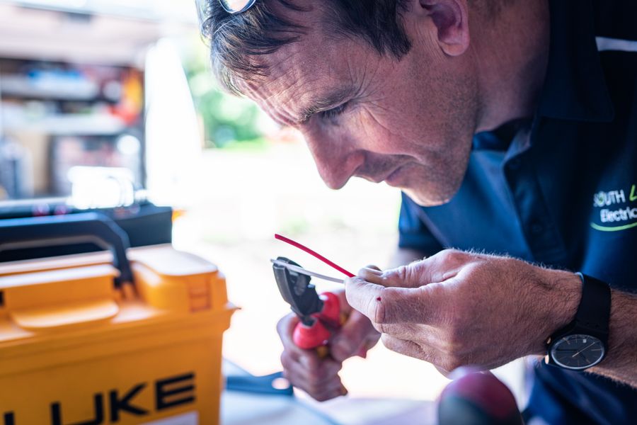 MQ technician preparing tools before a home service visit